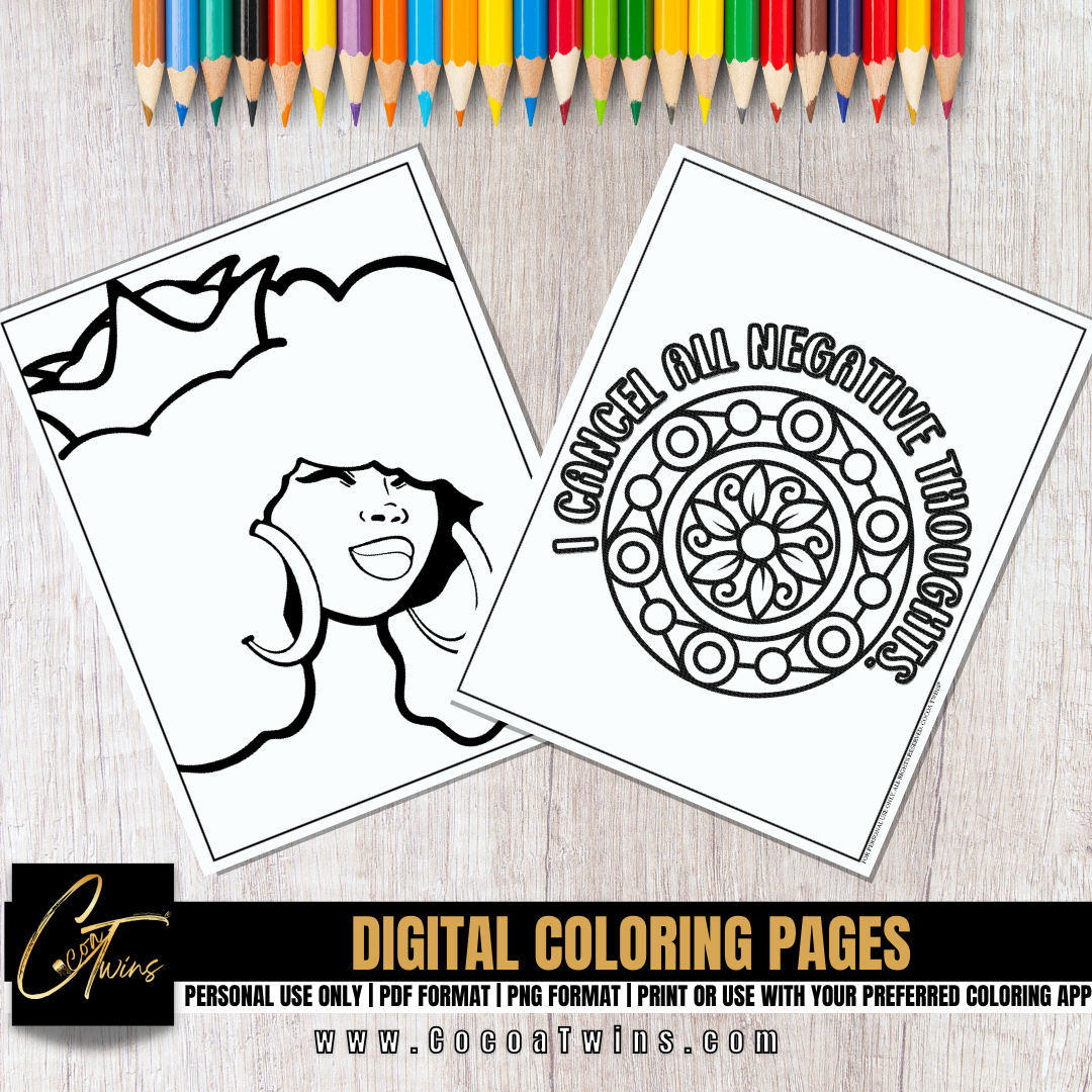 I Cancel All Negative Thoughts  | Printable/ Digital Positivity Coloring Pages
