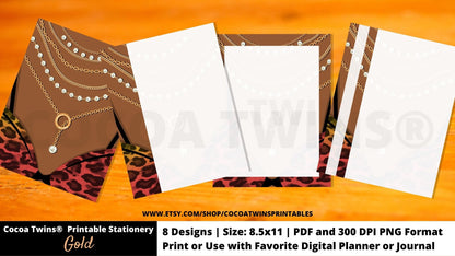 Gold Printable Stationery | Instant Download
