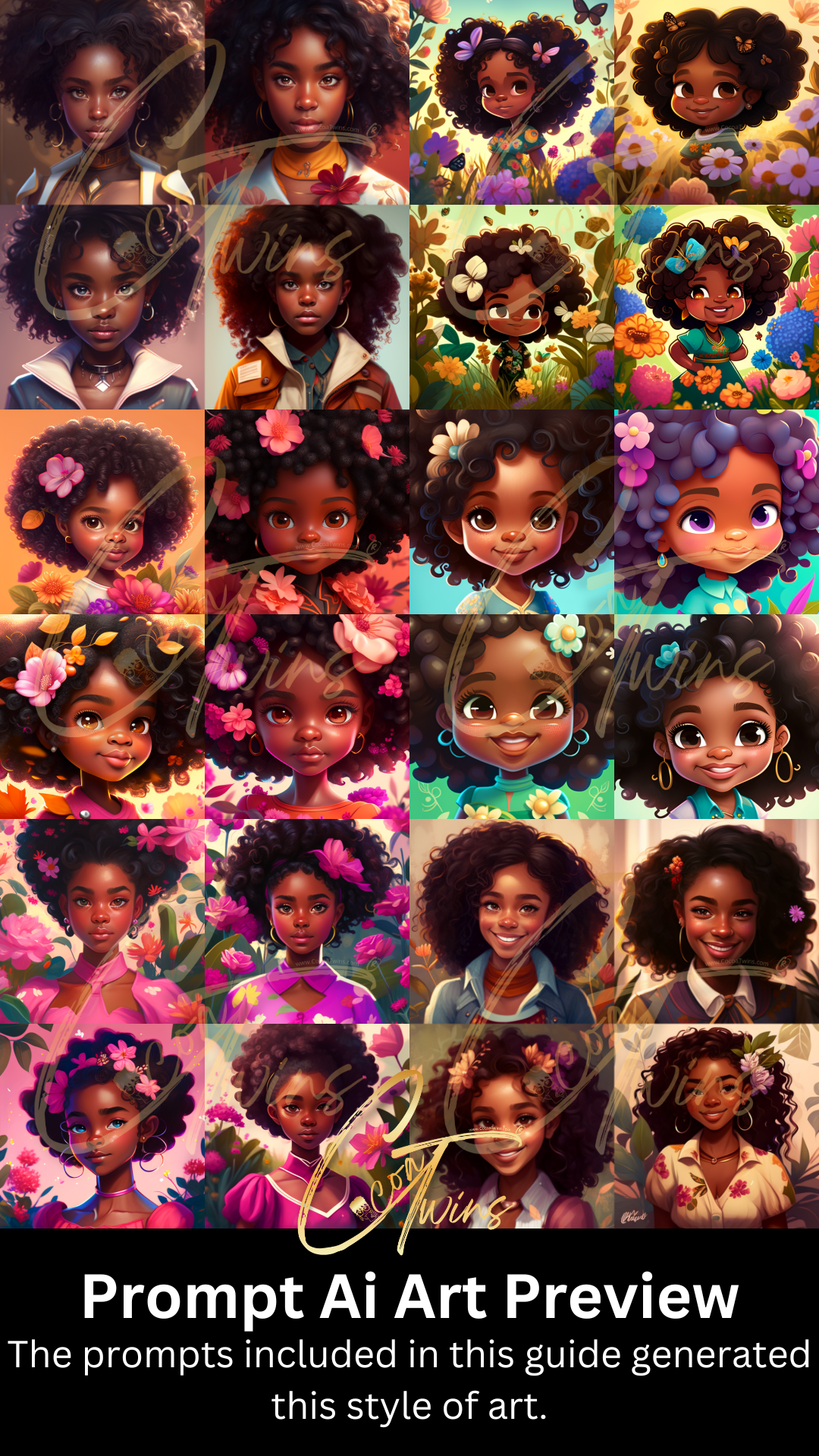 Ai Prompt Guide Subject Matter:  African-American Chibi Style Digi Dolls