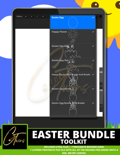 Easter Bundle - Includes SVG, PNG, Procreate Brush Stamps and a Layered PSD File  (Small Business Commercial Use License Included)