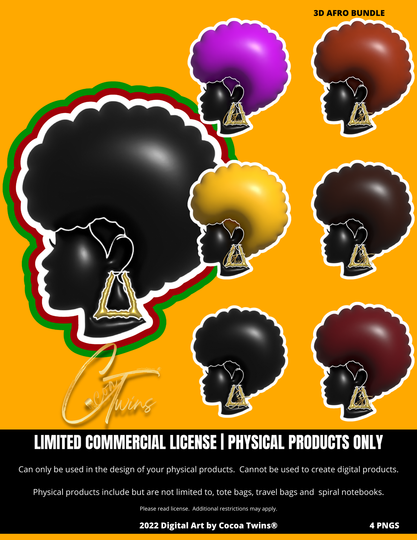 3D AFRO BUNDLE (LIMITED QUANTITIES) | Includes Limited Commercial License | Digital Downloads