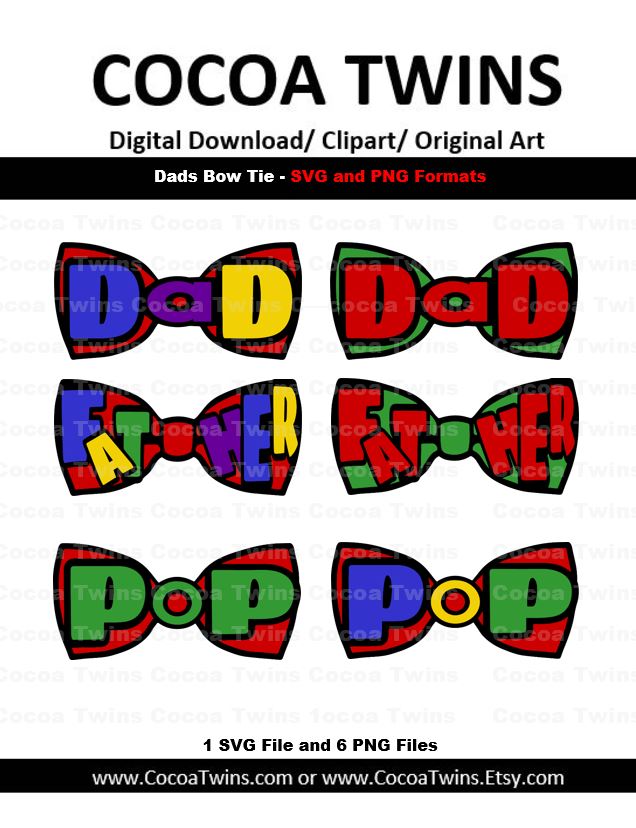 Digital Download - Dads Bowtie - SVG Layered File and PNG File Format