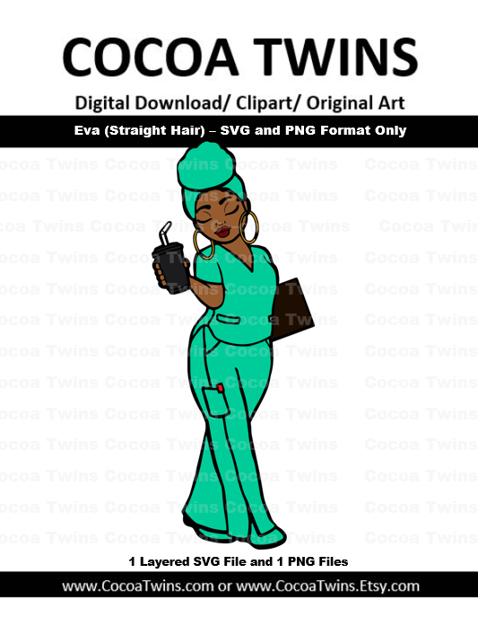 Digital Download  -  Nurse Eva (Wrapped) - SVG Layered File and PNG File Format