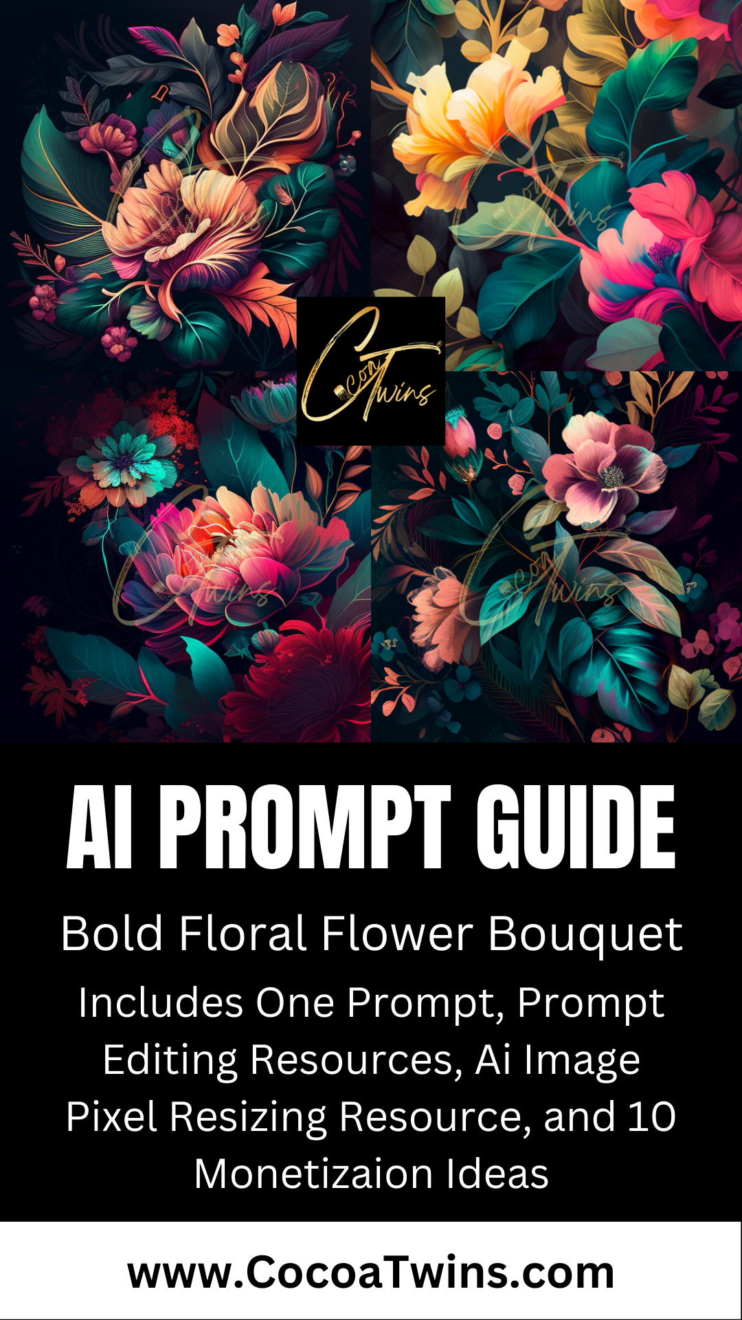 Single Prompt MidJourney Guide -  Bold Floral Flower Bouquet
