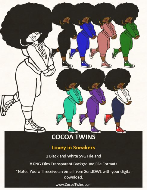 Digital Download  - Lovey in Sneakers - SVG Layered File and PNG File Format - Cocoa Twins
