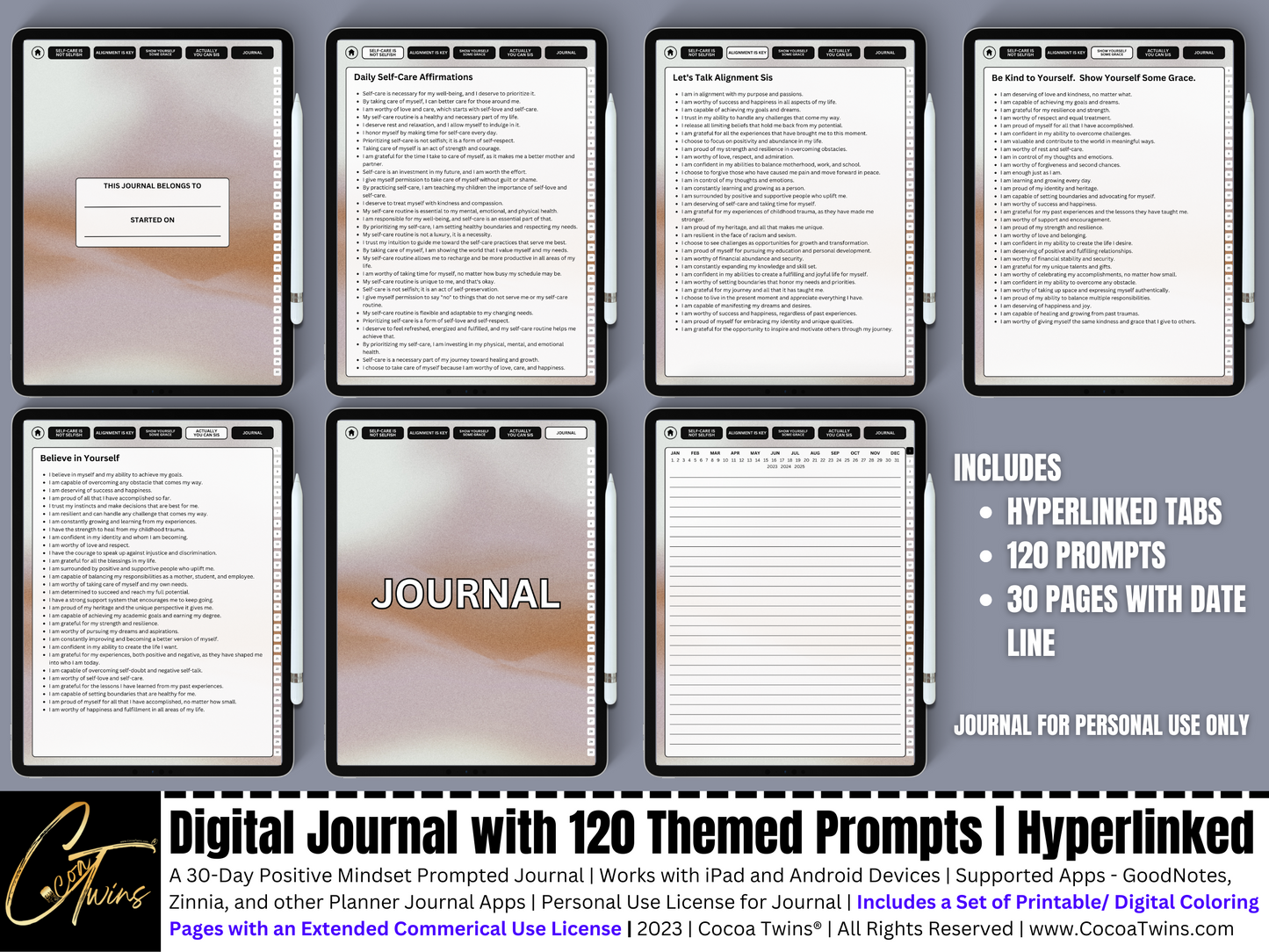 Mindset Matters - Alignment is Key | A Hyperlinked Digital Journal with 120 Themed Prompts