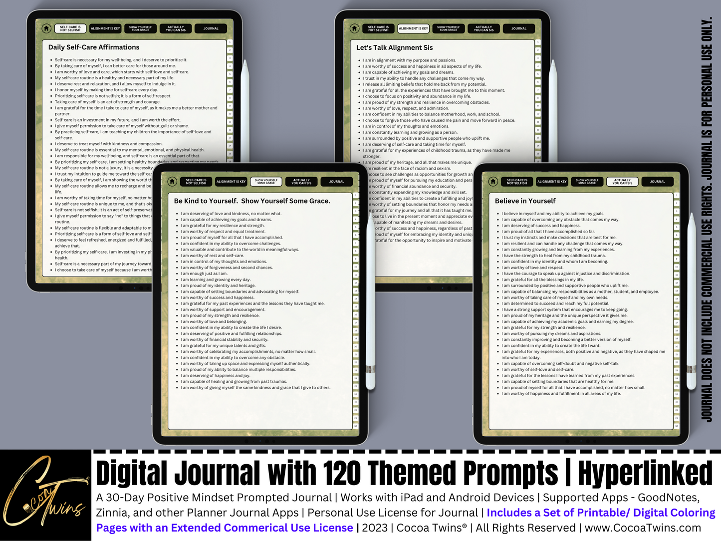 Mindset Matters - Alignment is Key | A Hyperlinked Digital Journal with 120 Themed Prompts