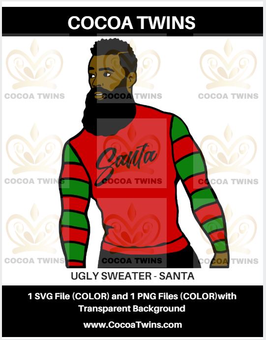 Digital Download  -  Ugly Sweater - Santa - SVG Layered File and PNG File Format - Cocoa Twins